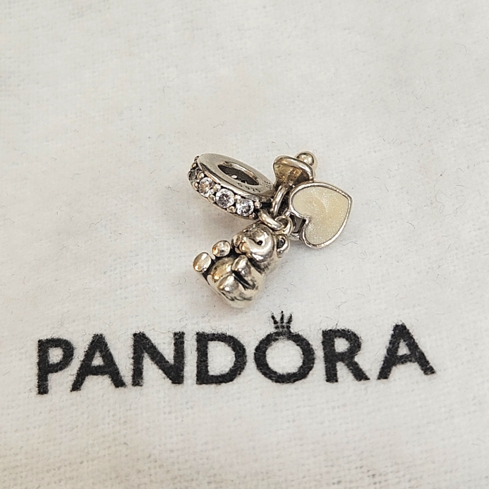 Pandora Sterling Silver Baby Teddy Bear Dangle Charm 924 ALE